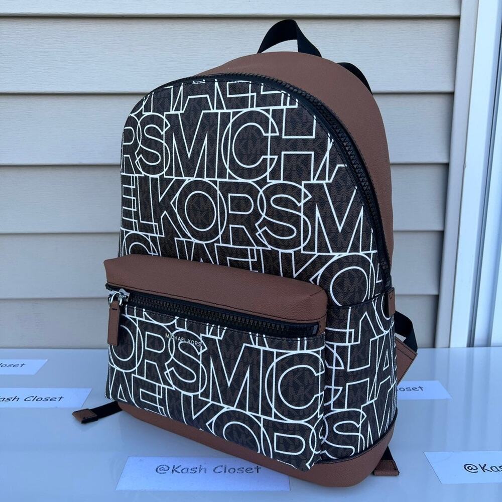 Michael kors Backpack Cooper Large Graphic MK Signature Brown Black - Picture 3 of 12
